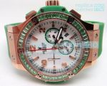 Replica Hublot Big Bang White Dial Green Bezel Green Rubber Strap Watch